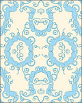 Light Blue Swirls Cream Pattern Rug