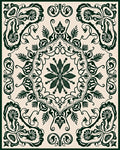 Elegant Dark Green Floral Scroll Rug