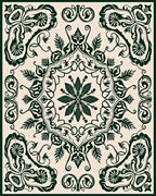 Elegant Dark Green Floral Scroll Rug