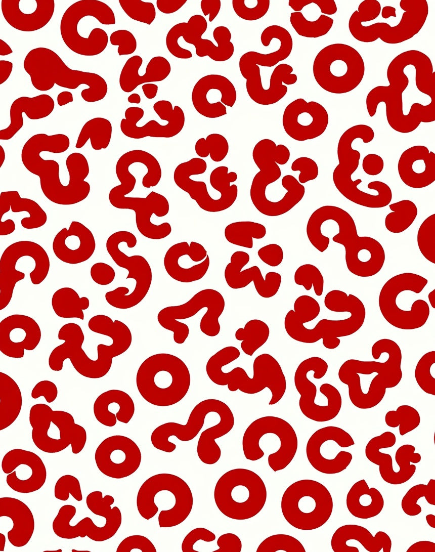 Bold Red Abstract Animal Print Design Rug