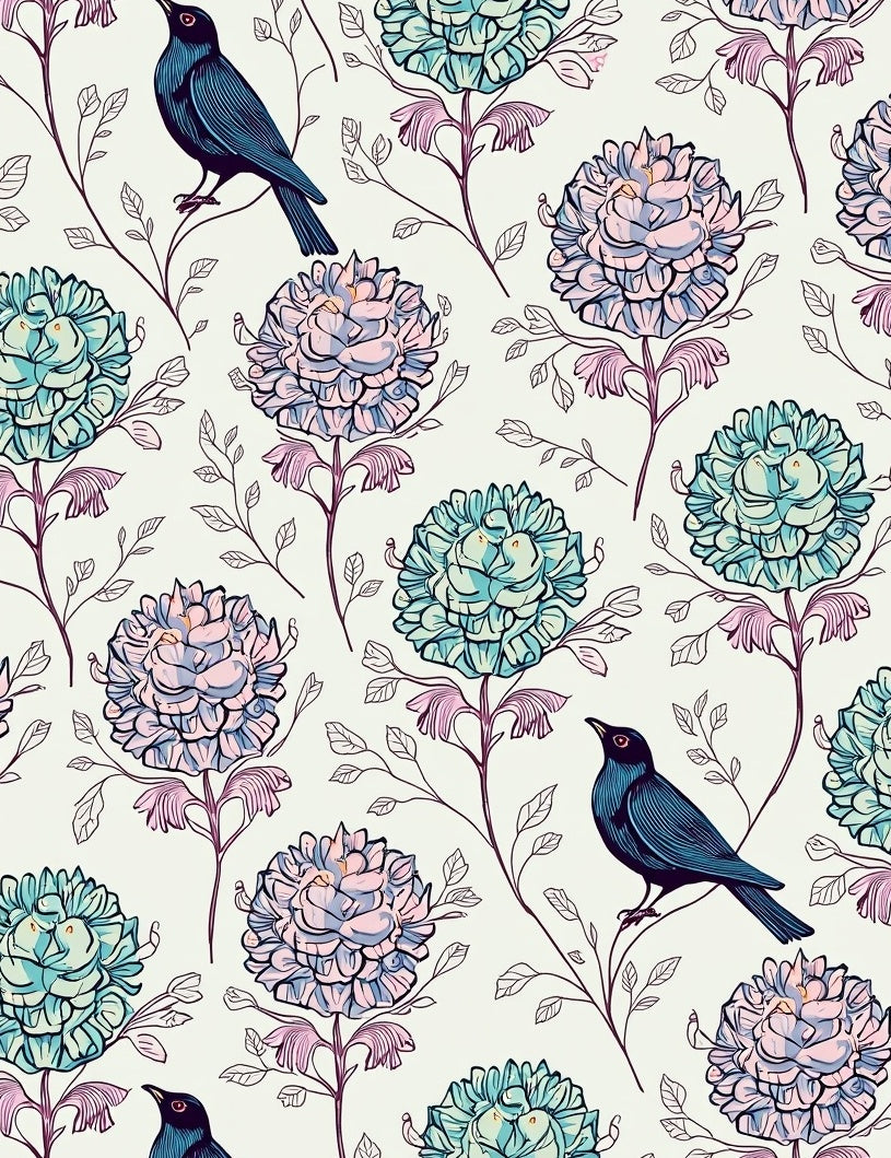 Birds Floral Garden Pattern Rug