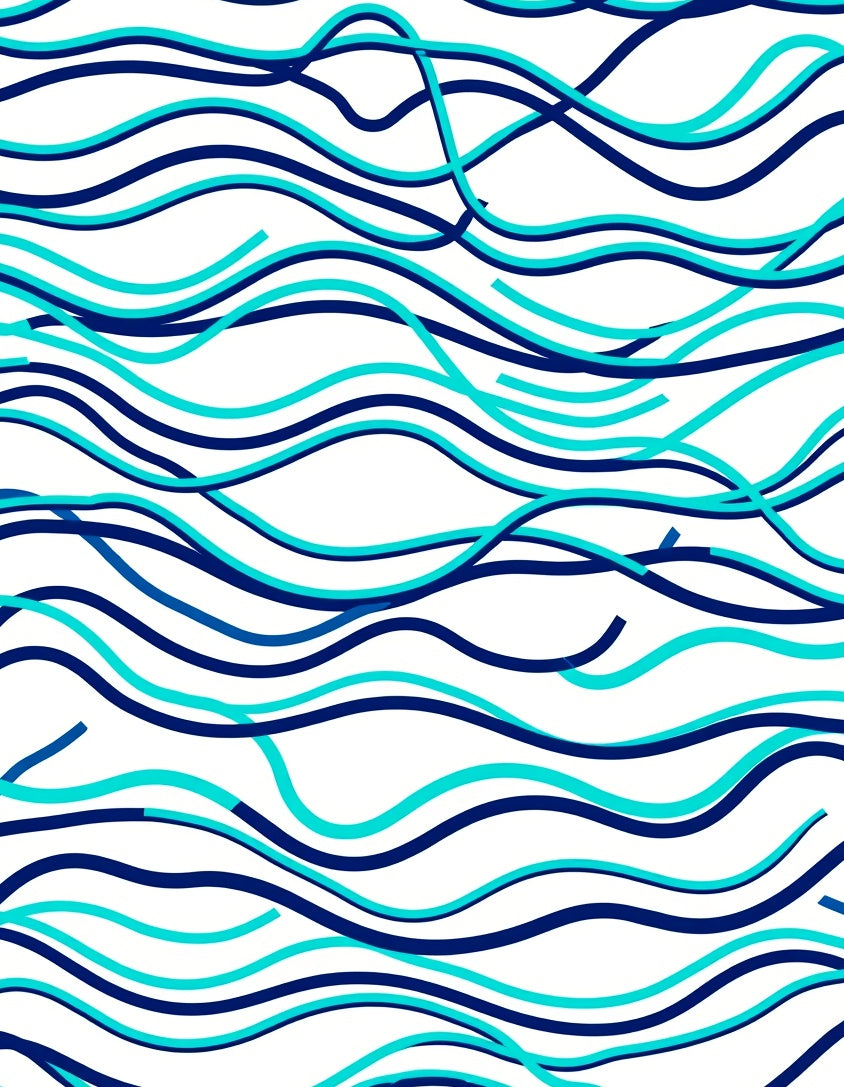 Marine Blue Wavy Lines Rug
