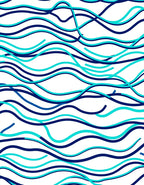Marine Blue Wavy Lines Rug