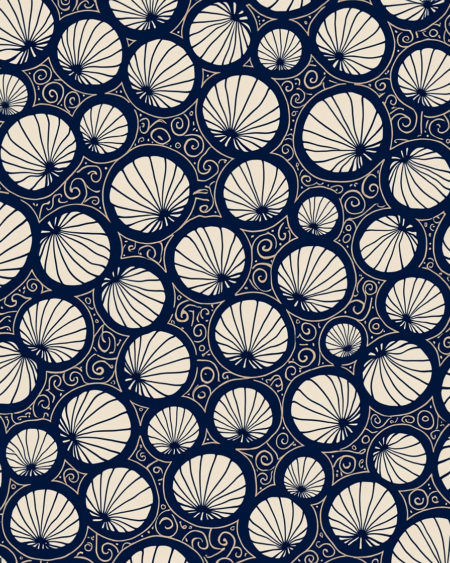 Art Deco Fan Floral Pattern Rug