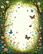 Enchanted Meadow Butterfly Floral Vine Pattern Rug