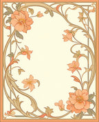 Art Nouveau Floral Swirls Peach Rug