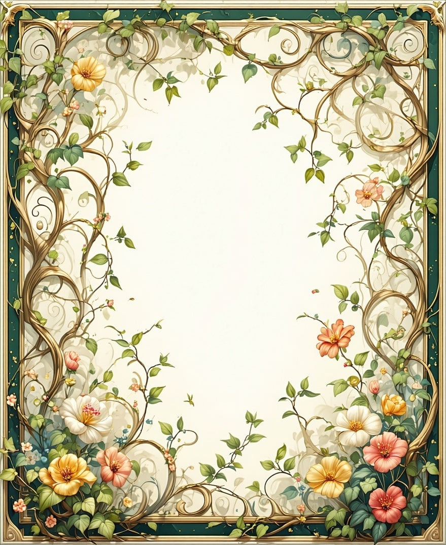 Vines Blossoms Art Nouveau Rug