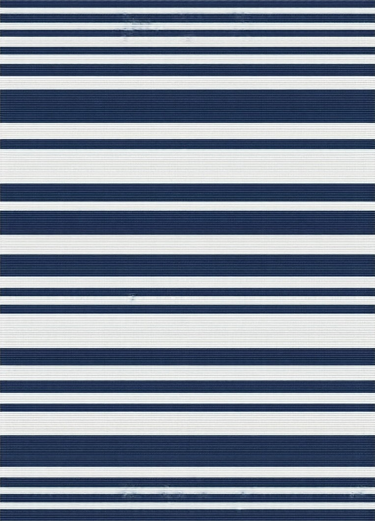 Classic Navy White Striped Design Rug