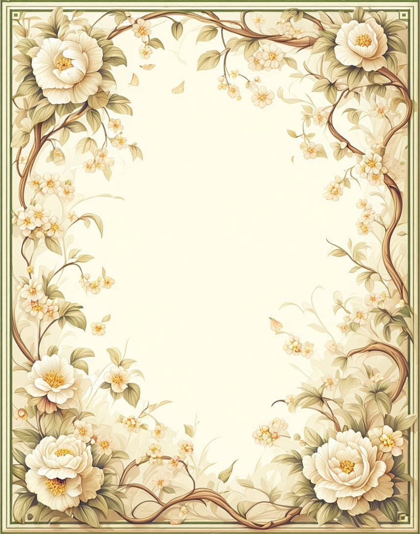 Delicate Floral Branches Beige Rug