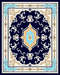 Navy Swirl Floral Symmetry Design Rug