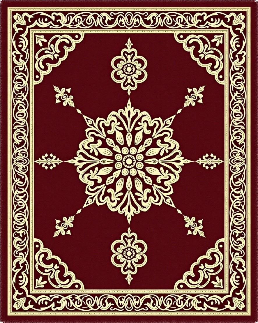 Crimson Antique Floral Medallion Rug