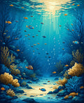 Underwater Coral Garden Fish Scene Rug