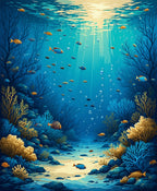 Underwater Coral Garden Fish Scene Rug