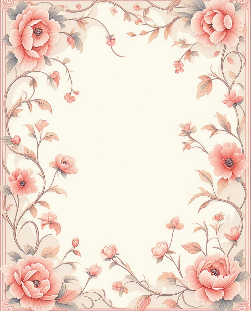 Floral Blush Peony Vine Pattern Rug