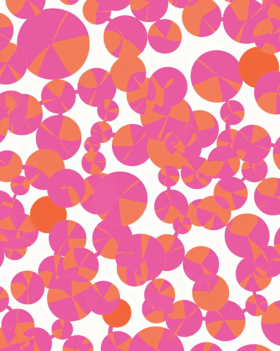 Pink Orange Abstract Geometric Circles Rug