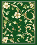 Ornate Floral Vines Emerald Green Design Rug