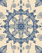 Celestial Sunburst Leaf Mandala Rug
