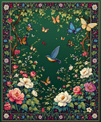 Enchanted Garden Bird Butterfly Design Rug