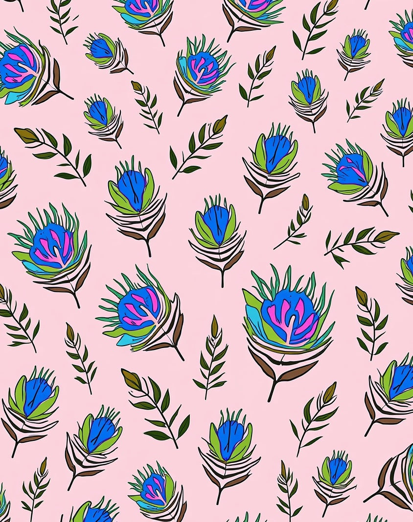 Vibrant Feather Pattern Delight Rug
