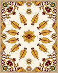 Ornate Floral Leaf Medallion Design Rug