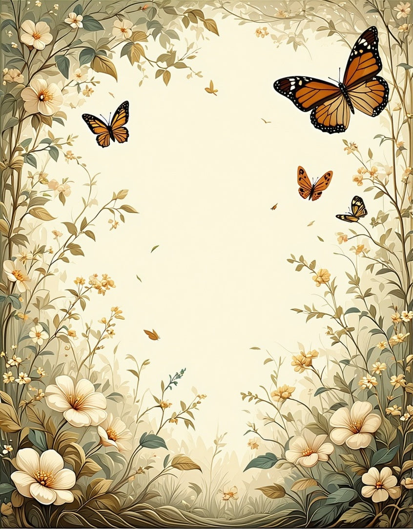 Floral Garden Butterfly Motif Rug