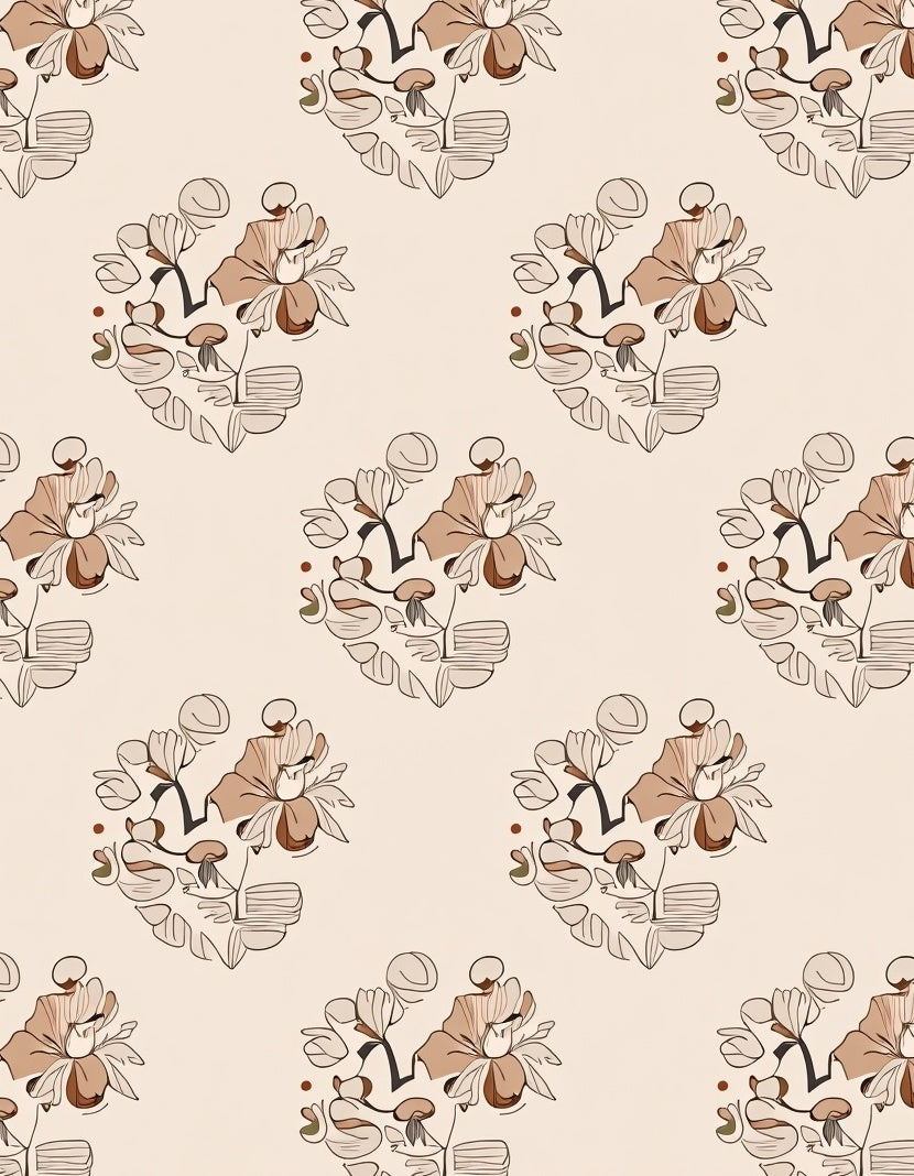 Abstract Botanical Floral Pattern Rug