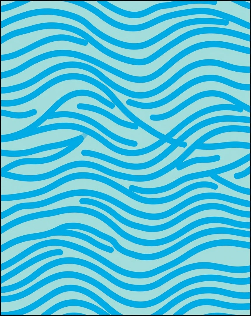 Aqua Wavy Lines Pattern Rug