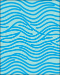 Aqua Wavy Lines Pattern Rug