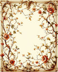 Antique Floral Vine Border Pattern Rug