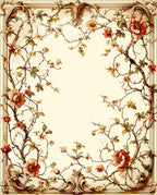 Antique Floral Vine Border Pattern Rug