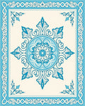 Blue Floral Medallion Border Rug