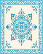 Blue Floral Medallion Border Rug