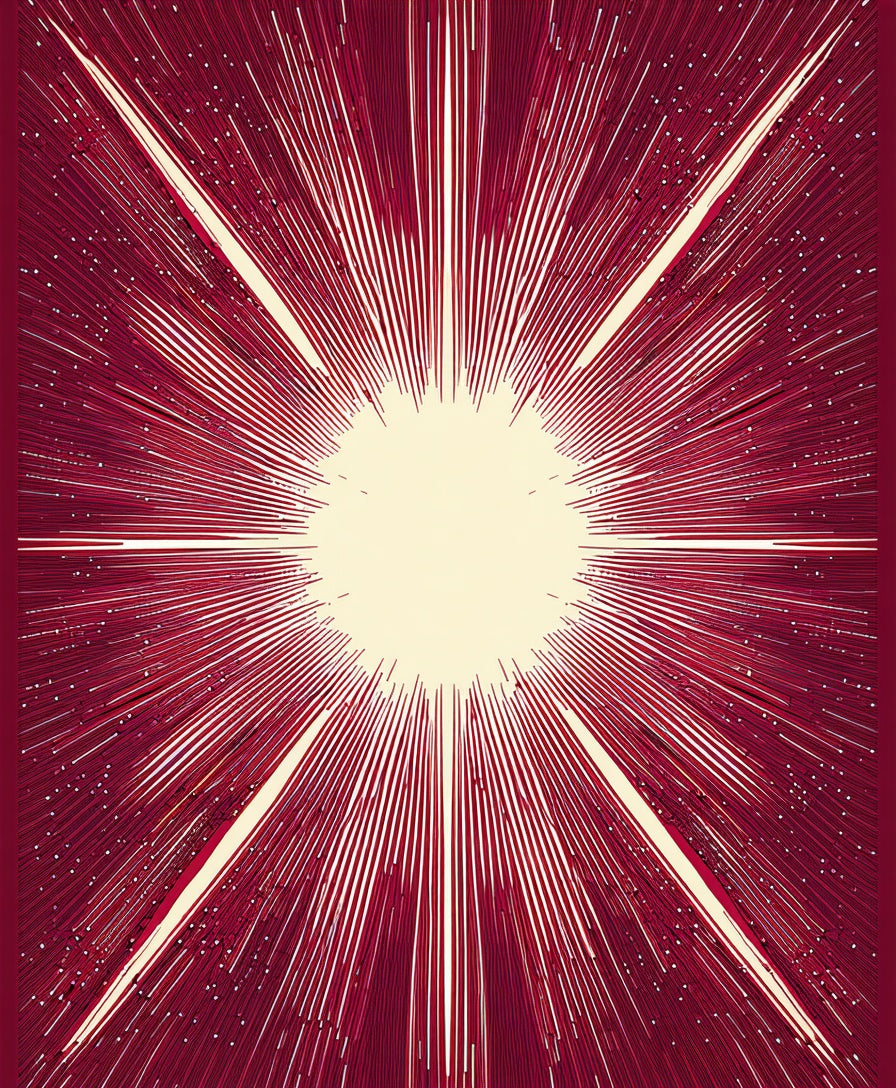 Radiant Sunburst Pattern with Starry Effect Rug