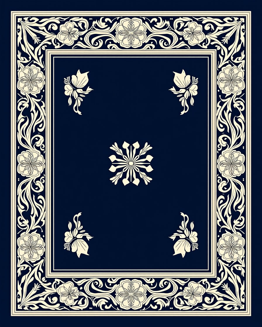 Elegant Cream Floral Border Rug