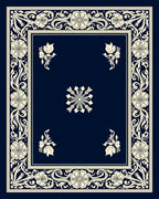 Elegant Cream Floral Border Rug