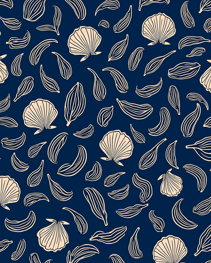 Coastal Shell Leaf Pattern Rug