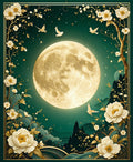 Golden Floral Moonscape Bird Rug