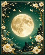 Golden Floral Moonscape Bird Rug
