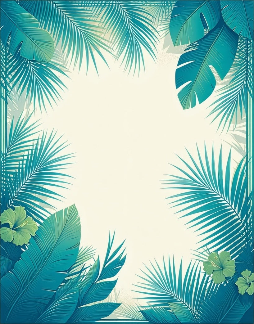Tropical Green Leaf Frame Design Rug