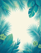 Tropical Green Leaf Frame Design Rug