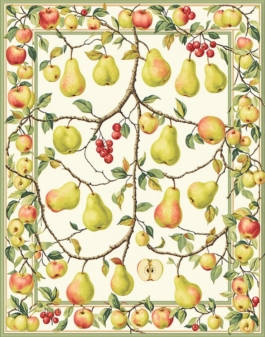 Vintage Fruit Tree Pattern Rug