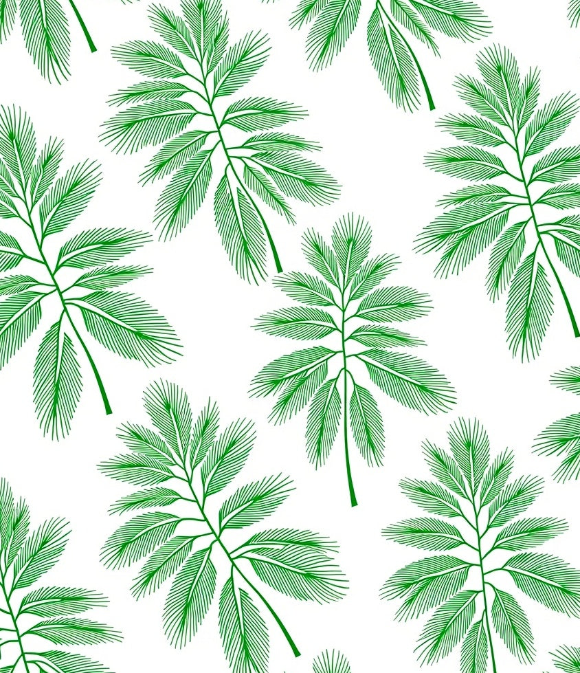 Green Fern Leaf Pattern Rug