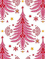 Pink Feathered Festive Christmas Trees Rug