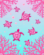 Pink Coral Sea Turtle Pattern Rug