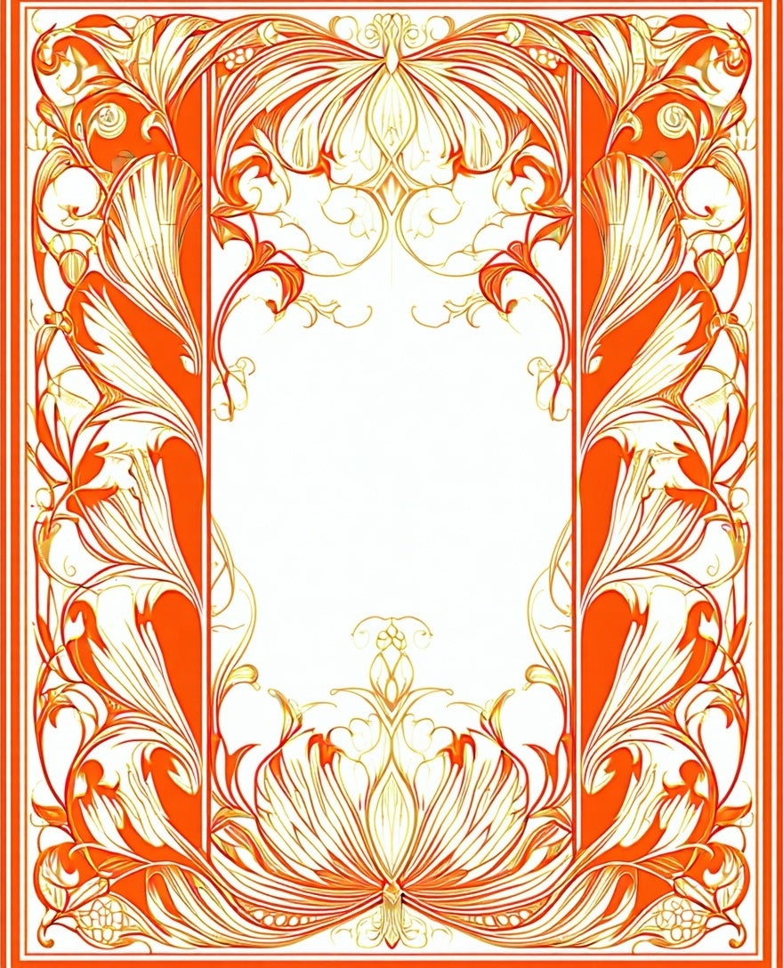 Vibrant Orange Floral Swirl Pattern Rug