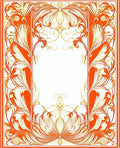 Vibrant Orange Floral Swirl Pattern Rug