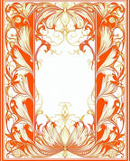 Vibrant Orange Floral Swirl Pattern Rug