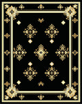 Elegant Black Gold Ornate Pattern Rug