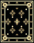 Elegant Black Gold Ornate Pattern Rug