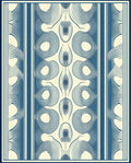 Abstract Blue Cream Wavy Stripe Rug